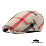 Béret Casquette Homme Carreaux Beige - Vignette | univers-beret
