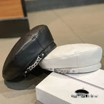 Béret Chic en Cuir pour Femme Blanc - Vignette | univers-beret