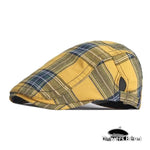 Casquette Plate à Carreaux Jaune - Vignette | univers-beret