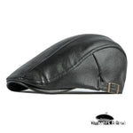 Casquette Plate Ajustable en Cuir Noir - Vignette | univers-beret