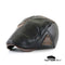 casquette plate en cuir noire et marron