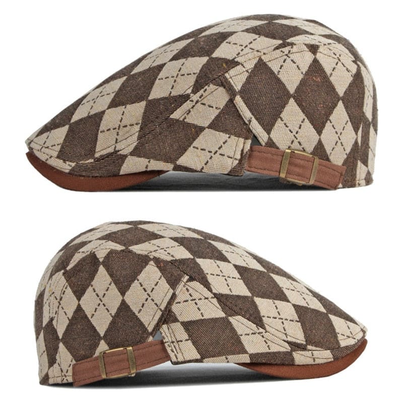 Chennuo Casquette Plate Newsboy Rétro à Chevrons, Style Chennuo Casquette Plate Newsboy Rétro à Chevrons, Style