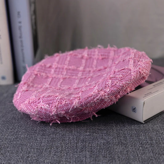 Beret Boheme en Laine Femme Rose Hiver