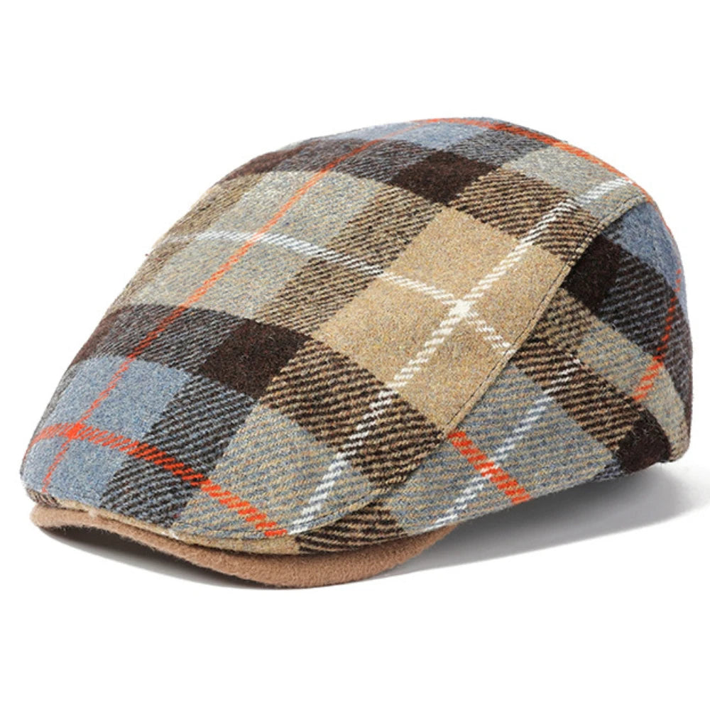 Casquette Plate Homme Carreaux Style Ancien Coton