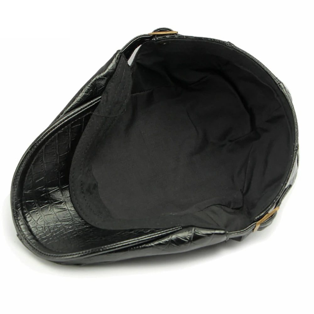 Casquette Plate Crocodile Prestige Noire 