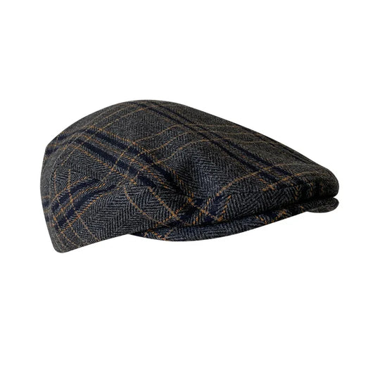 Casquette Plate Glen Noir Ecossais