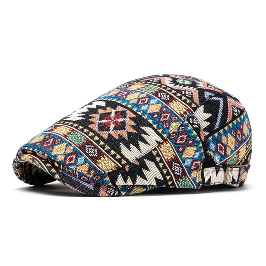 Casquette Plate Homme Motifs Azteques