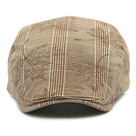 Casquette Plate Homme Motif Prince-de-Galles – Camel & Beige