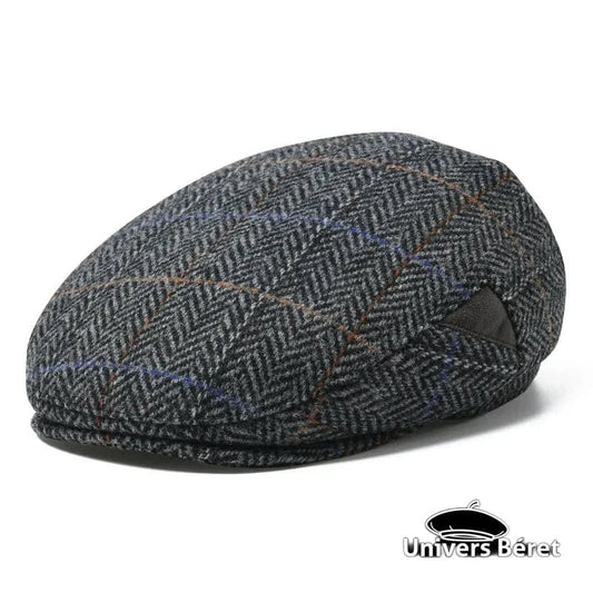 Casquette Plate Rayée en Tweed