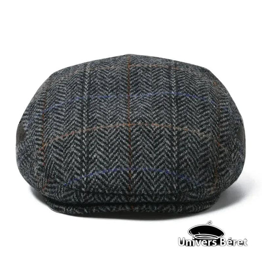 Casquette Plate Rayée en Tweed