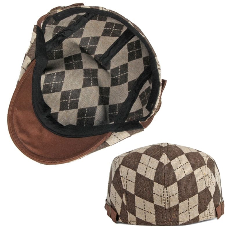 Casquette Plate Homme rétro motifs damier